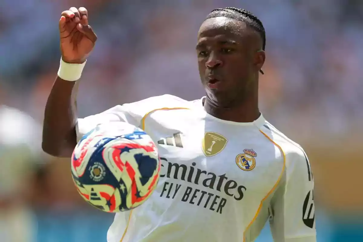 Real Madrid player controlling a ball during a match