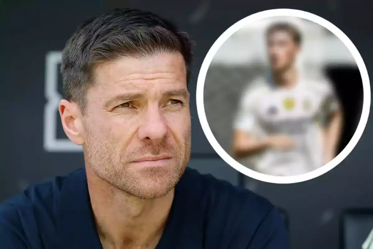 Short-haired man with a light beard looking thoughtfully to the side, with a blurred image of a player inside a circle in the upper right corner.