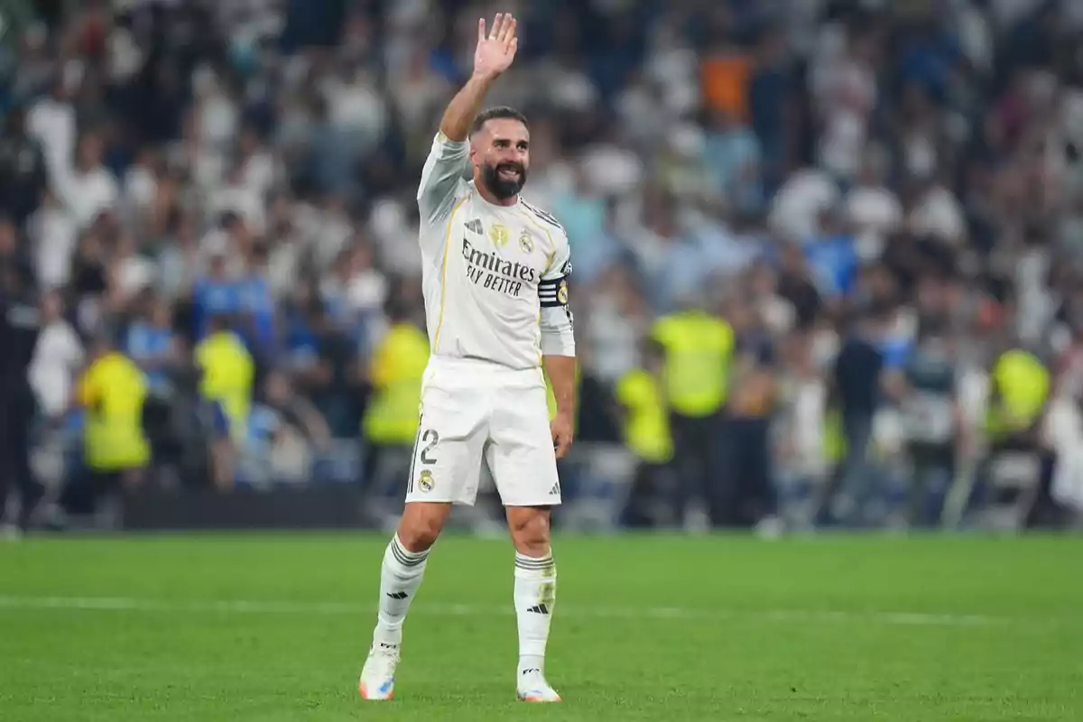 Real Madrid player greeting the fans in the stadium during a match Real Madrid player greeting the fans in the stadium during a match