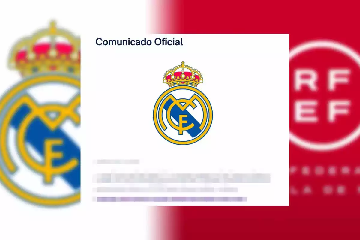 Imagen de un comunicado oficial con el escudo de un club de fútbol en el centro y fondo rojo y blanco.