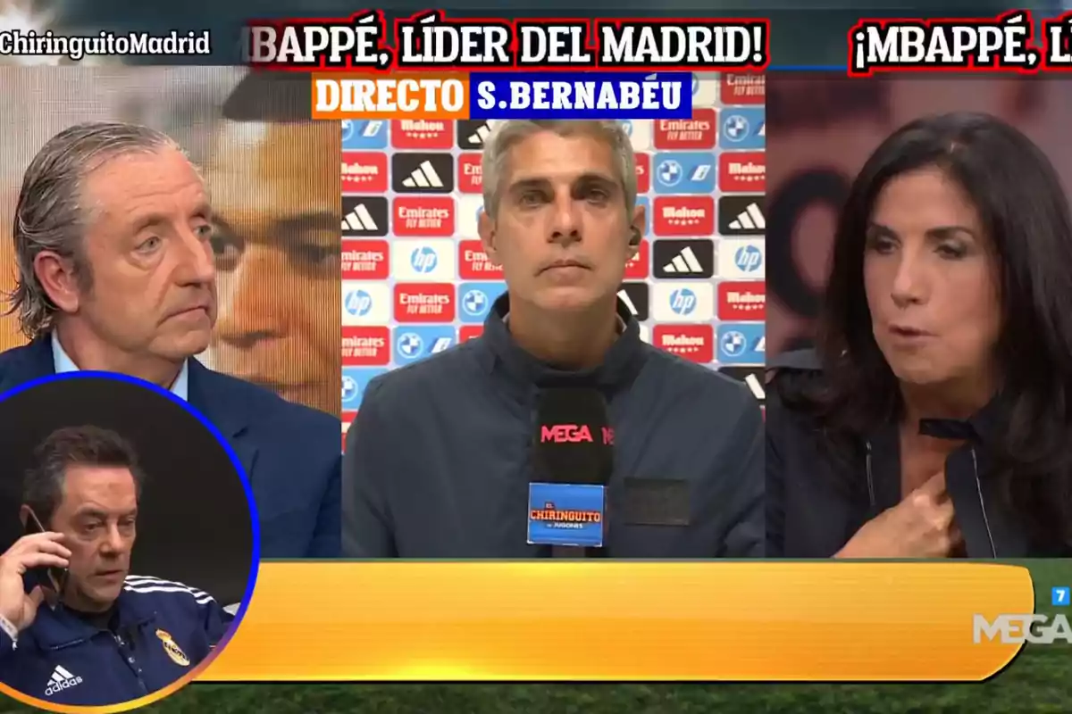 A sports television program shows several commentators discussing a football-related topic, with a graphic highlighting a player as the leader of a team.