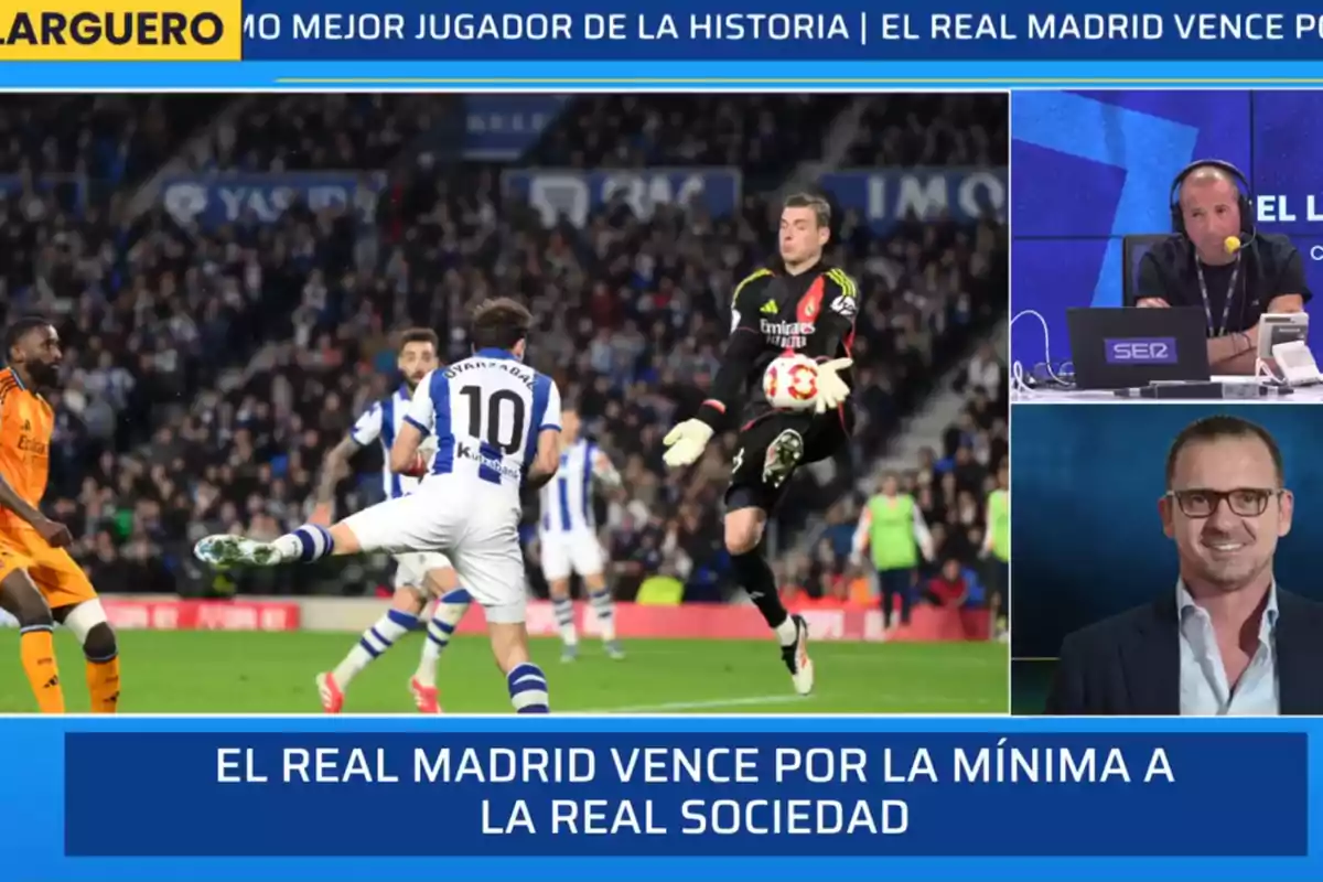 Real Madrid wins by the minimum against Real Sociedad in a match highlighted on El Larguero.