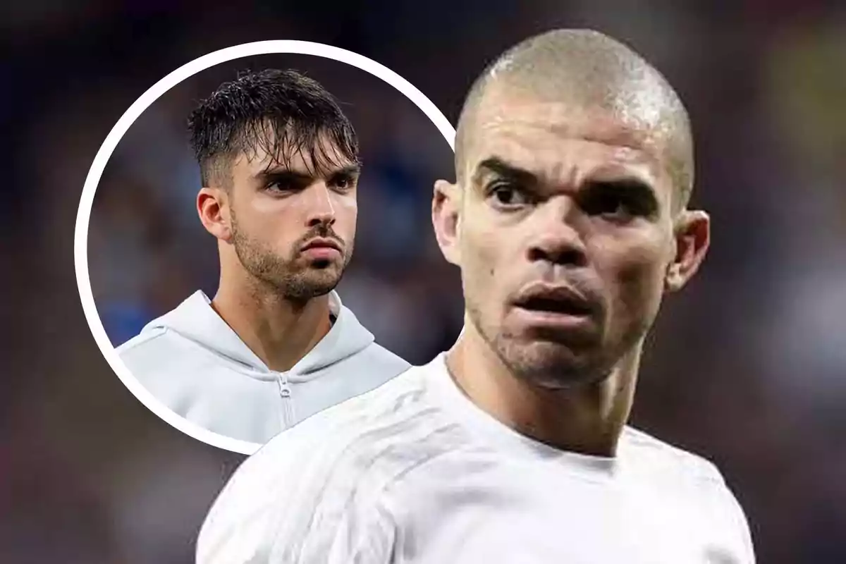 Two players with serious expressions, one in the foreground and another in a circle in the background