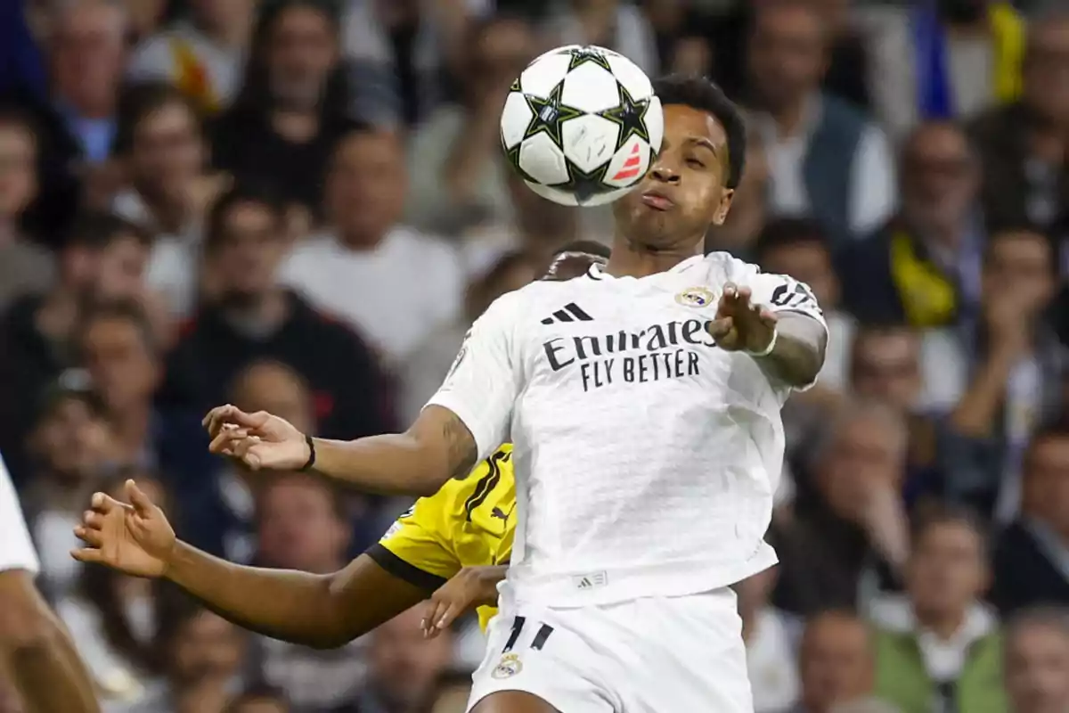 Soccer player controlling the ball during a match.