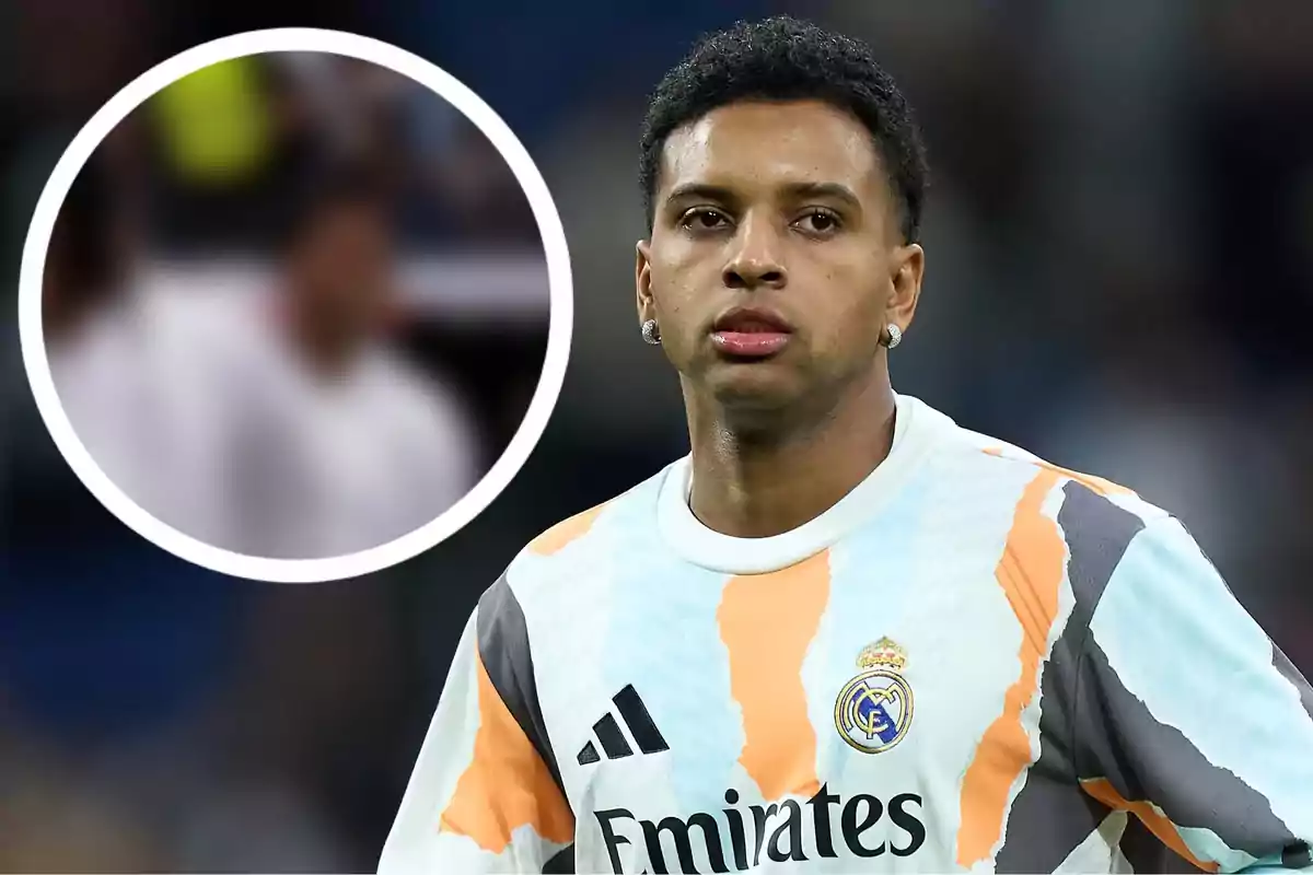 A player in a Real Madrid uniform on the field.