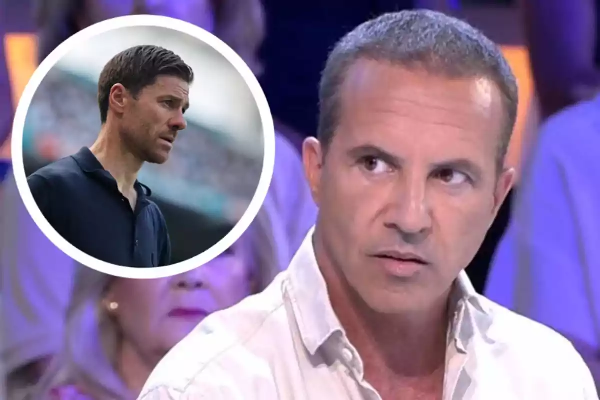 Un hombre de cabello corto y camisa clara aparece en primer plano en un estudio de televisión mientras en la esquina superior izquierda se muestra la imagen de otro hombre con barba corta y camiseta oscura dentro de un círculo.