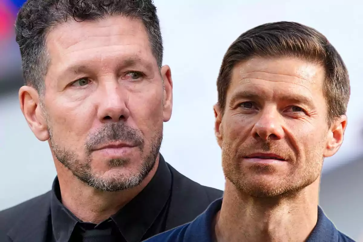 Two middle-aged men with serious expressions looking in different directions