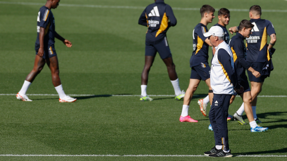 Carlo Ancelotti en un entrenamiento del Real Madrid