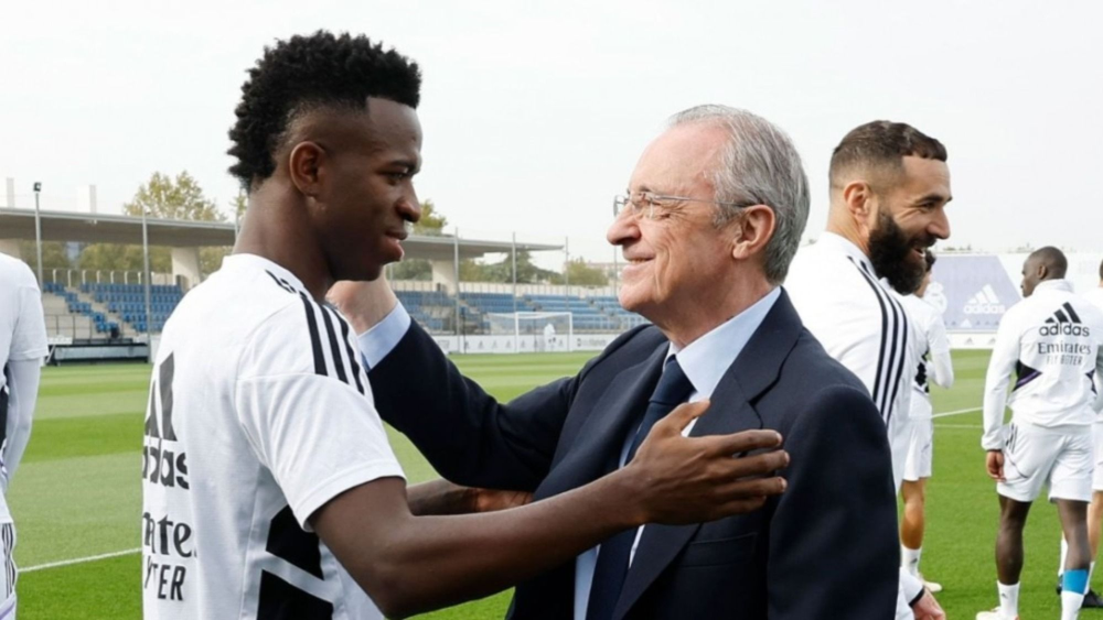 Florentino Pérez y Vinícius Jr. en Valdebebas